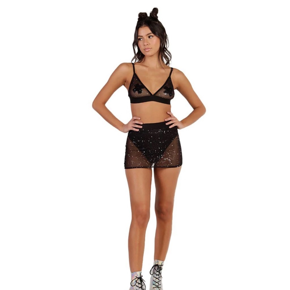 iHeartRaves Holo Star Mini Skirt, size Small